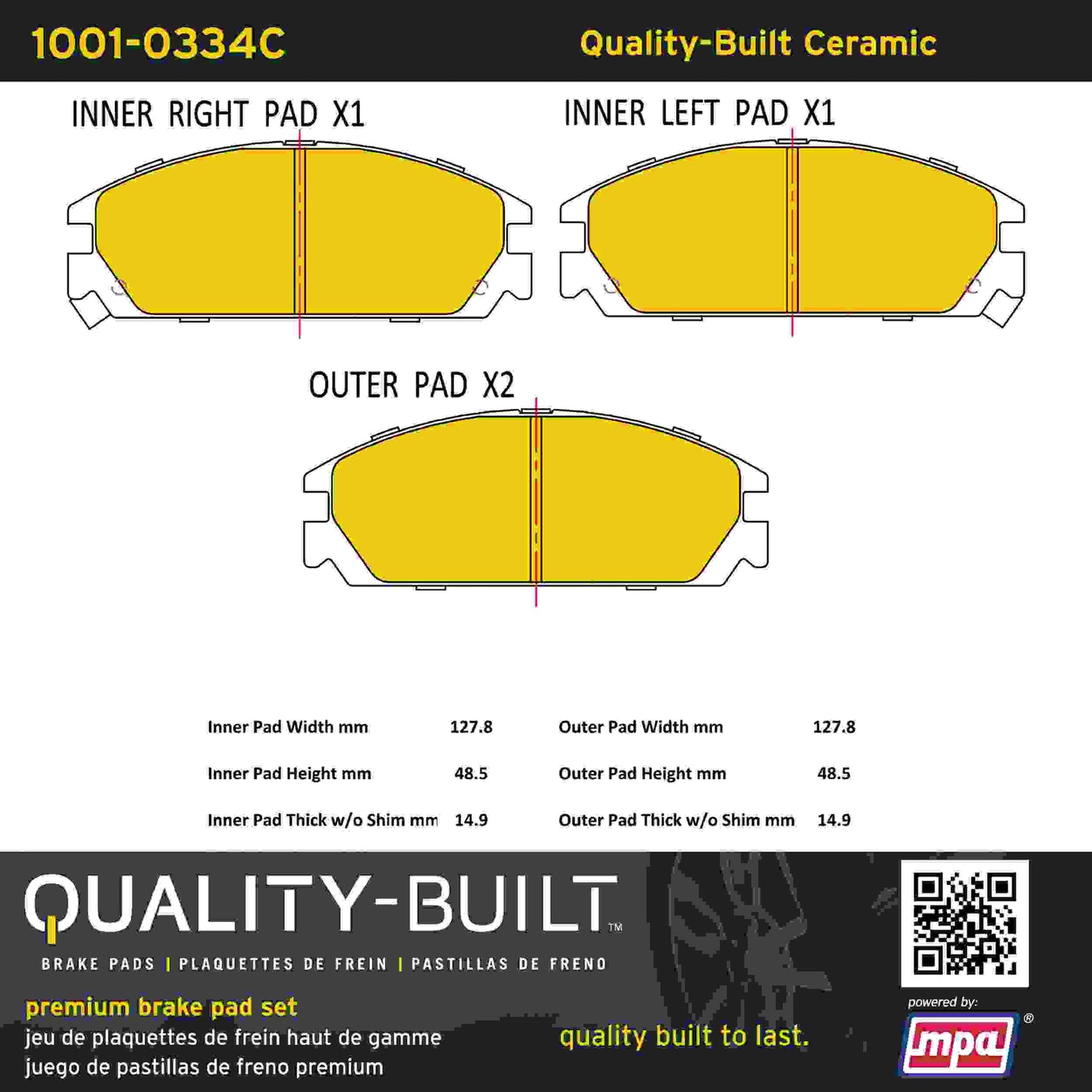 Quality-Built Quality-Built Premium Ceramic Brake Pads w/ Hardware 1001-0334C