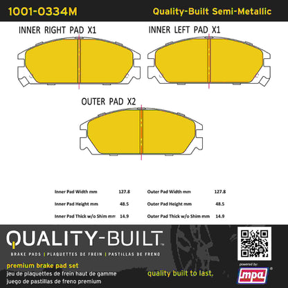 Quality-Built Quality-Built Premium Semi-Metallic Brake Pads w/ Hardware 1001-0334M