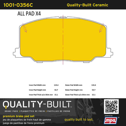 Quality-Built Quality-Built Premium Ceramic Brake Pads w/ Hardware 1001-0356C