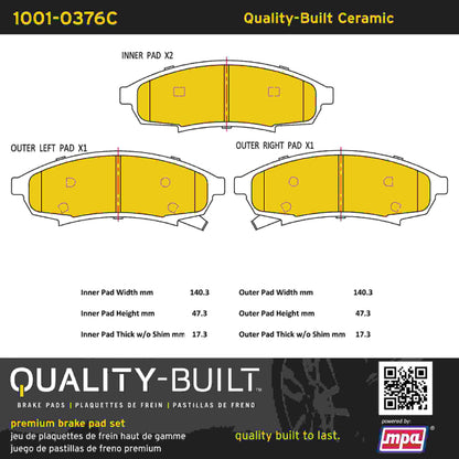 Quality-Built Quality-Built Premium Ceramic Brake Pads w/ Hardware 1001-0376C