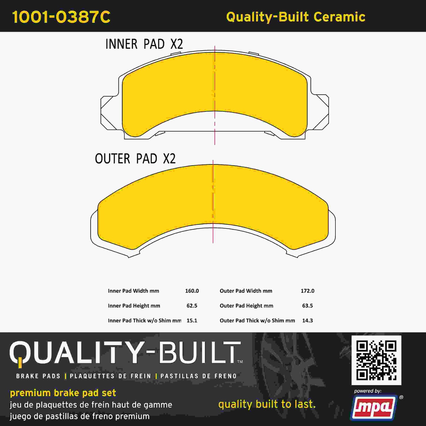 Quality-Built Quality-Built Premium Ceramic Brake Pads w/ Hardware 1001-0387C
