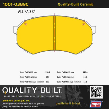 Quality-Built Quality-Built Premium Ceramic Brake Pads w/ Hardware 1001-0389C