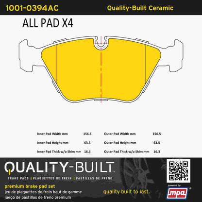 Quality-Built Quality-Built Premium Ceramic Brake Pads w/ Hardware 1001-0394AC
