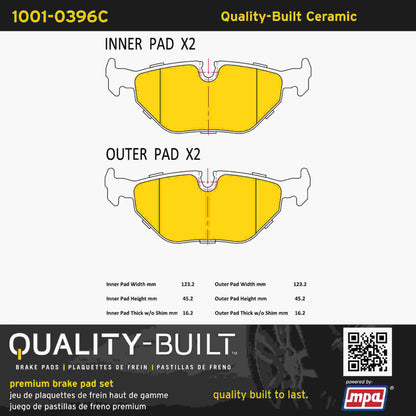 Quality-Built Quality-Built Premium Ceramic Brake Pads w/ Hardware 1001-0396C