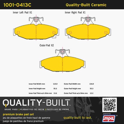 Quality-Built Quality-Built Premium Ceramic Brake Pads w/ Hardware 1001-0413C