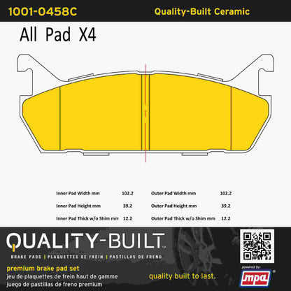 Quality-Built Quality-Built Premium Ceramic Brake Pads w/ Hardware 1001-0458C
