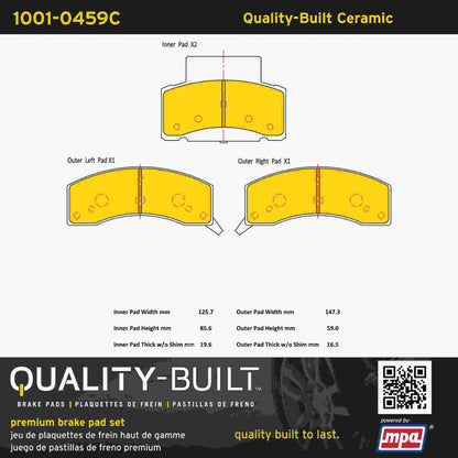 Quality-Built Quality-Built Premium Ceramic Brake Pads w/ Hardware 1001-0459C