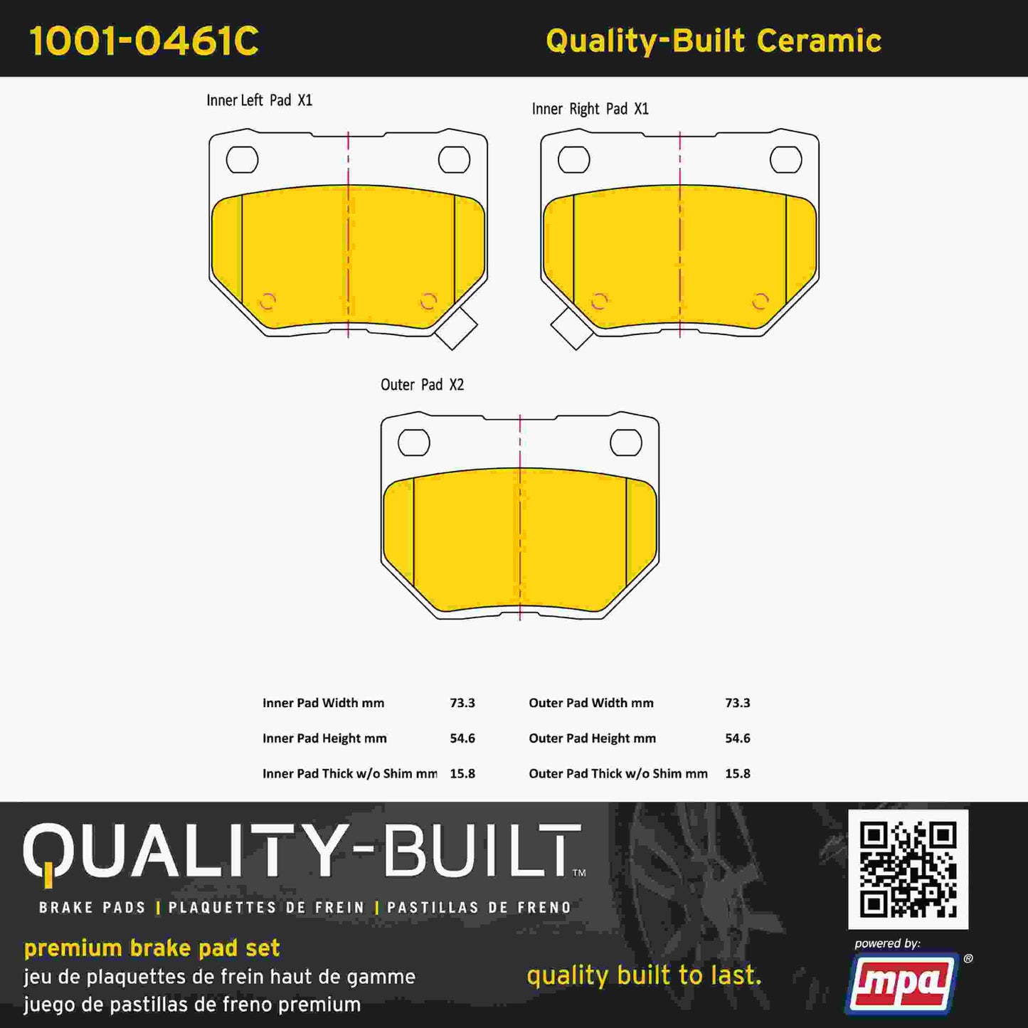 Quality-Built Quality-Built Premium Ceramic Brake Pads 1001-0461C