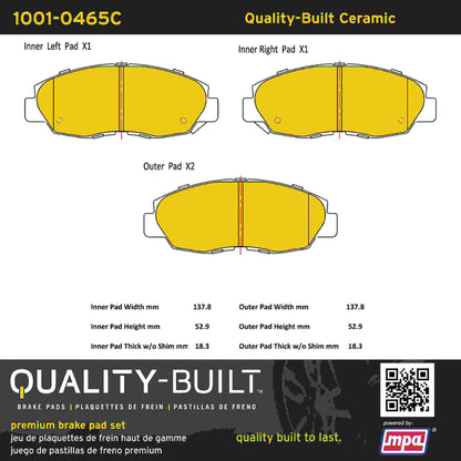 Quality-Built Quality-Built Premium Ceramic Brake Pads w/ Hardware 1001-0465C