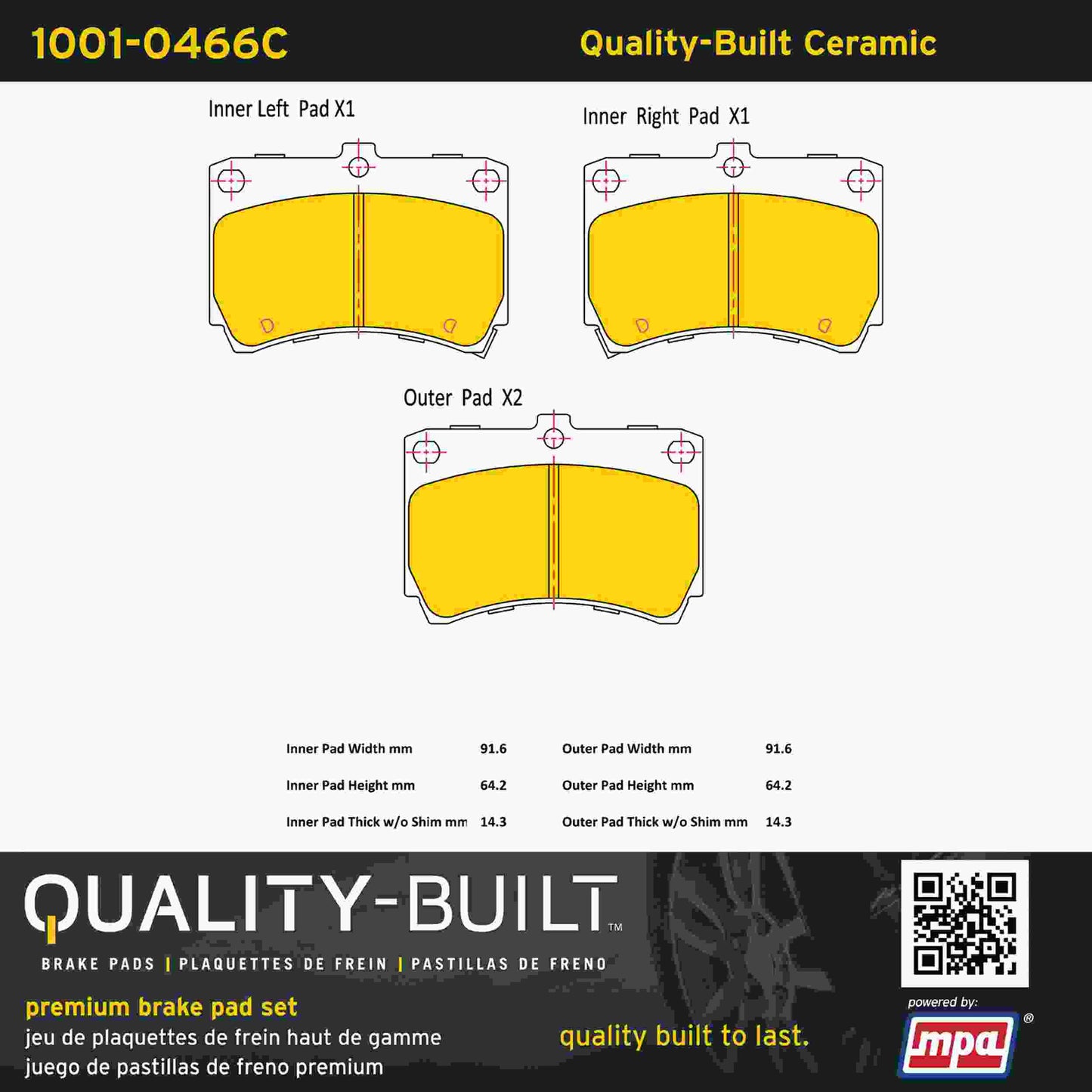 Quality-Built Quality-Built Premium Ceramic Brake Pads w/ Hardware 1001-0466C