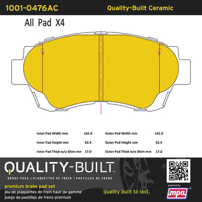 Quality-Built Quality-Built Premium Ceramic Brake Pads w/ Hardware 1001-0476AC