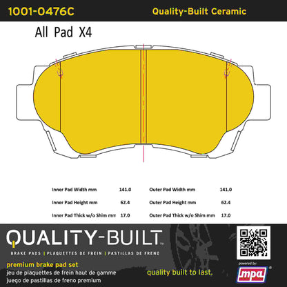 Quality-Built Quality-Built Premium Ceramic Brake Pads w/ Hardware 1001-0476C