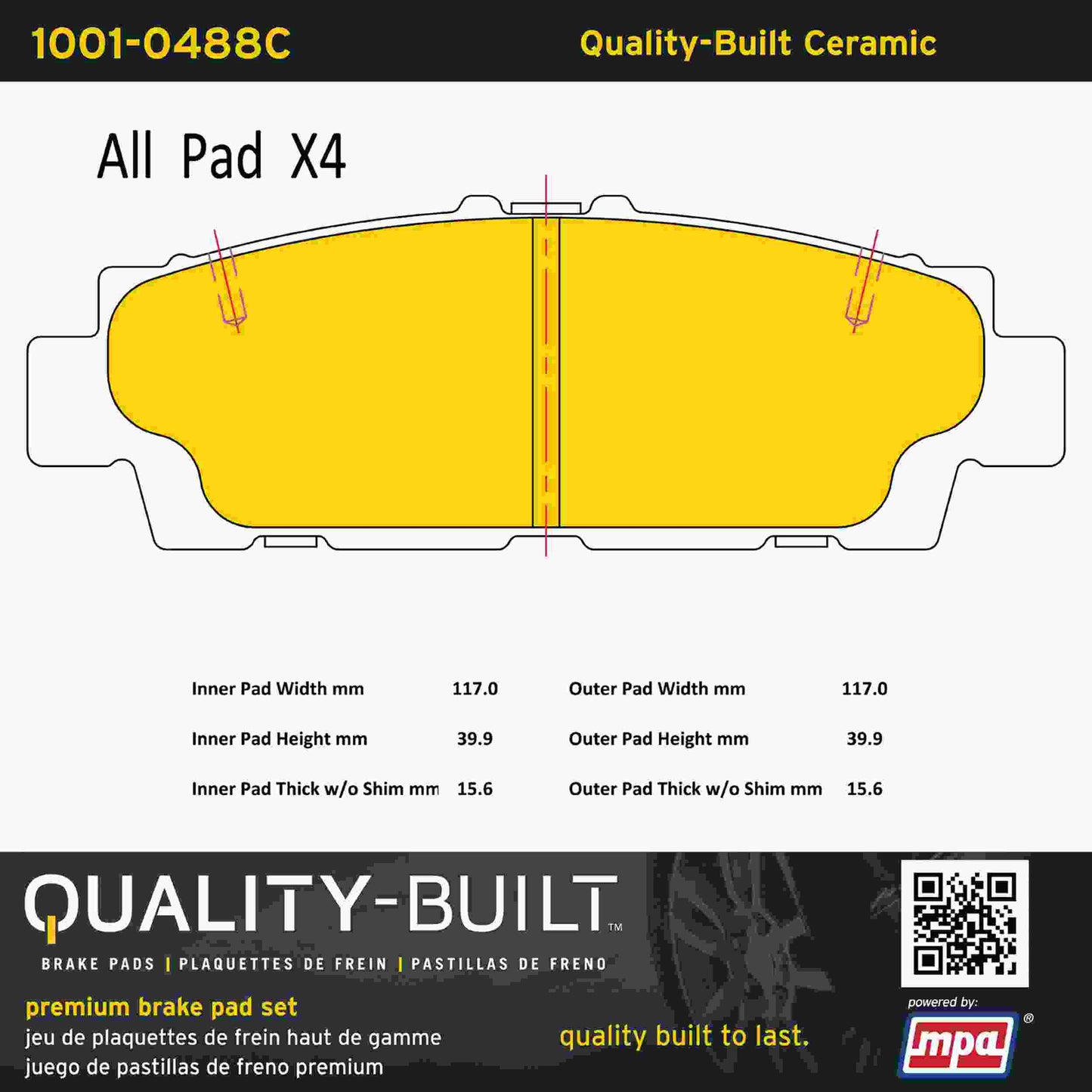 Quality-Built Quality-Built Premium Ceramic Brake Pads w/ Hardware 1001-0488C