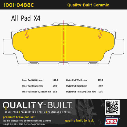 Quality-Built Quality-Built Premium Ceramic Brake Pads w/ Hardware 1001-0488C