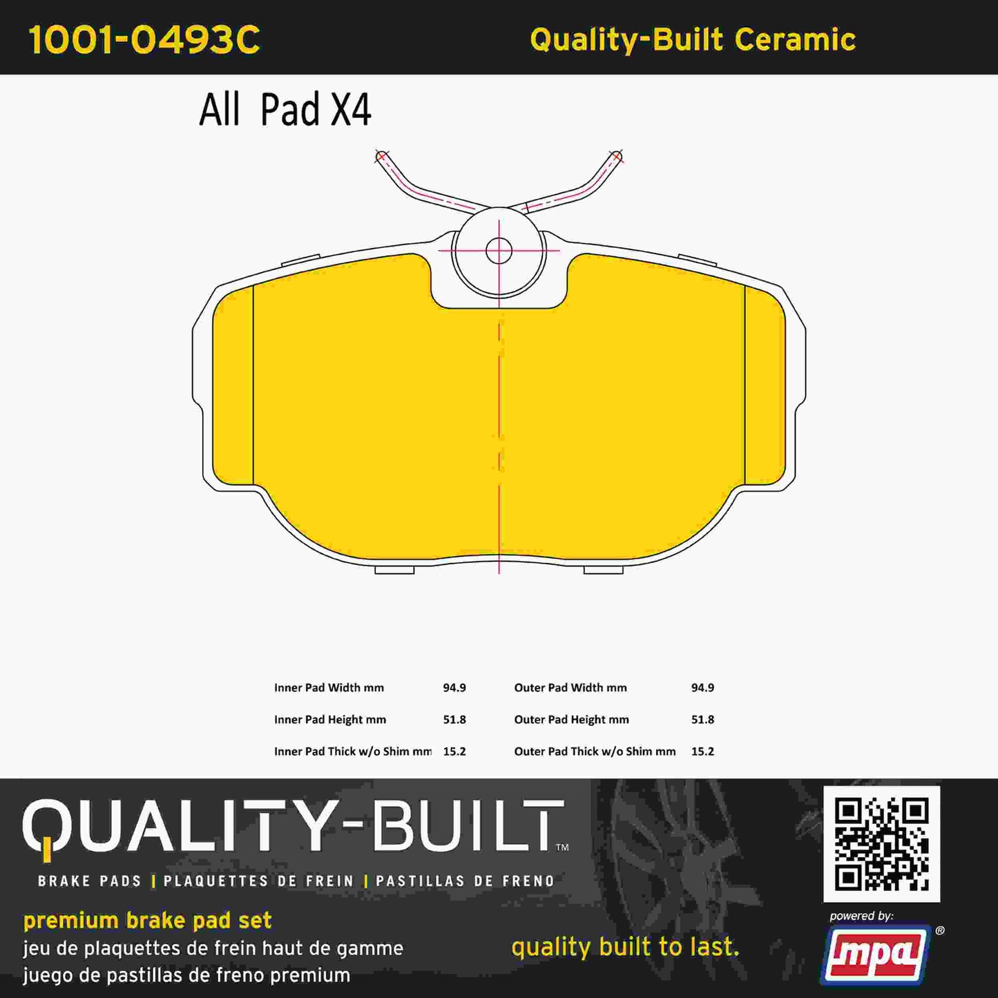 Quality-Built Quality-Built Premium Ceramic Brake Pads 1001-0493C