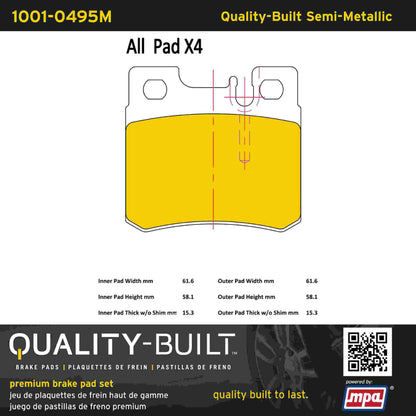Quality-Built Quality-Built Premium Semi-Metallic Brake Pads 1001-0495M