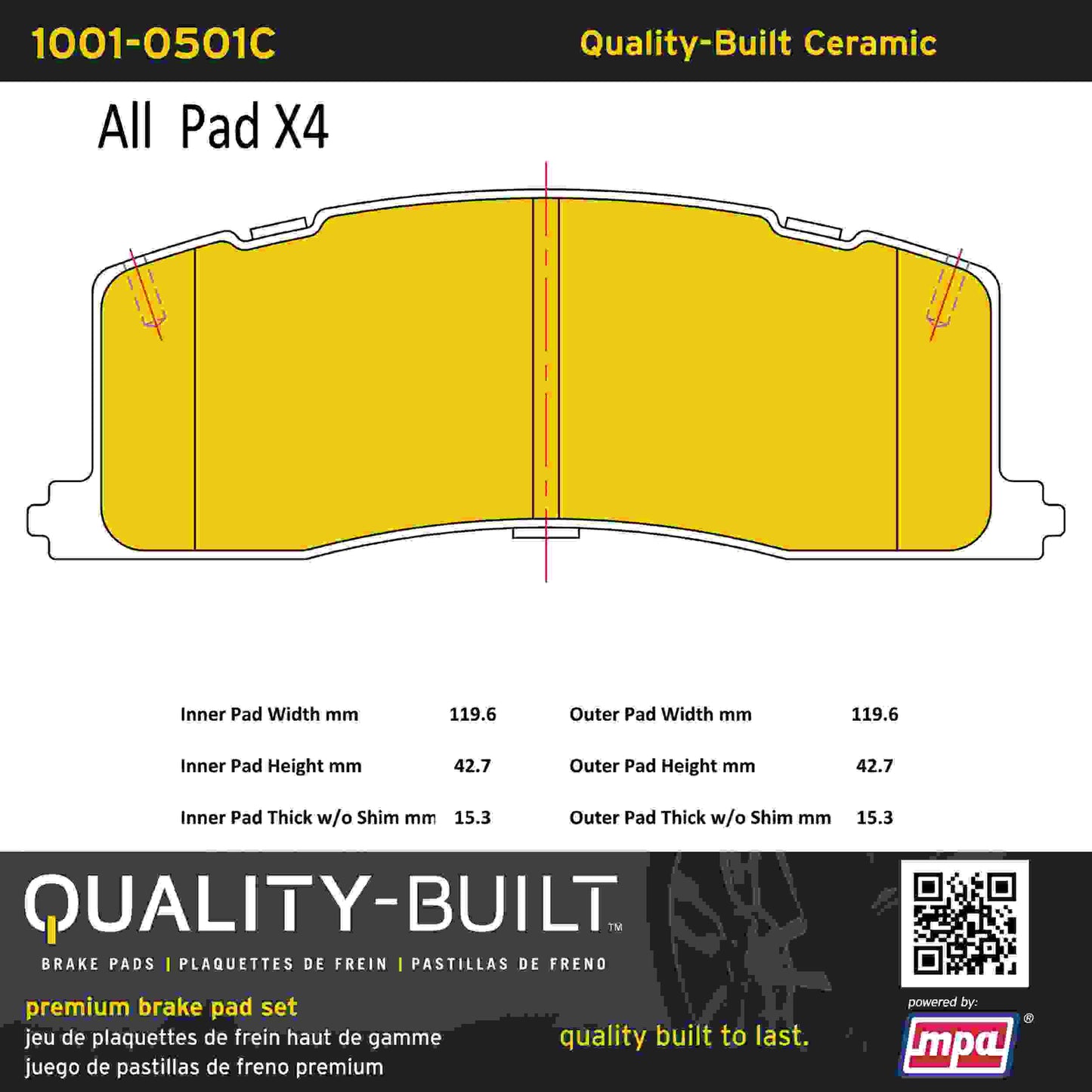 Quality-Built Quality-Built Premium Ceramic Brake Pads w/ Hardware 1001-0501C