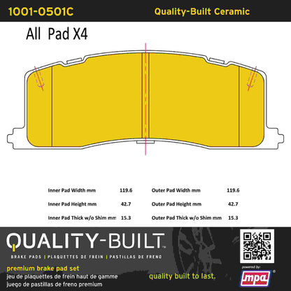 Quality-Built Quality-Built Premium Ceramic Brake Pads w/ Hardware 1001-0501C