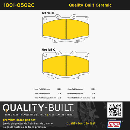 Quality-Built Quality-Built Premium Ceramic Brake Pads w/ Hardware 1001-0502C