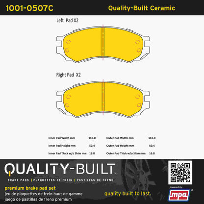 Quality-Built Quality-Built Premium Ceramic Brake Pads w/ Hardware 1001-0507C