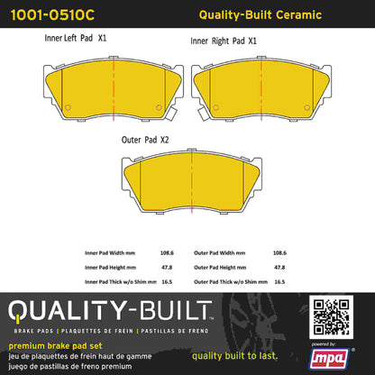 Quality-Built Quality-Built Premium Ceramic Brake Pads w/ Hardware 1001-0510C