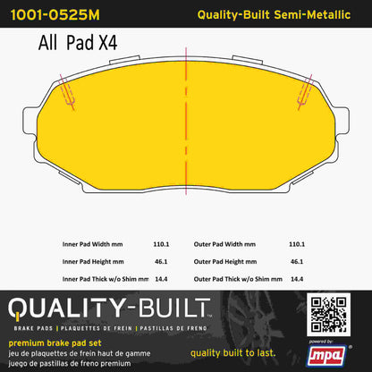 Quality-Built Quality-Built Premium Semi-Metallic Brake Pads w/ Hardware 1001-0525M