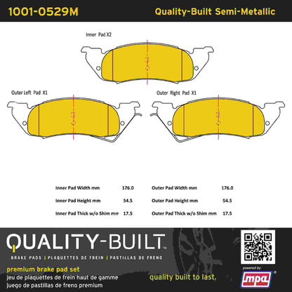 Quality-Built Quality-Built Premium Semi-Metallic Brake Pads w/ Hardware 1001-0529M