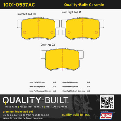 Quality-Built Quality-Built Premium Ceramic Brake Pads w/ Hardware 1001-0537AC