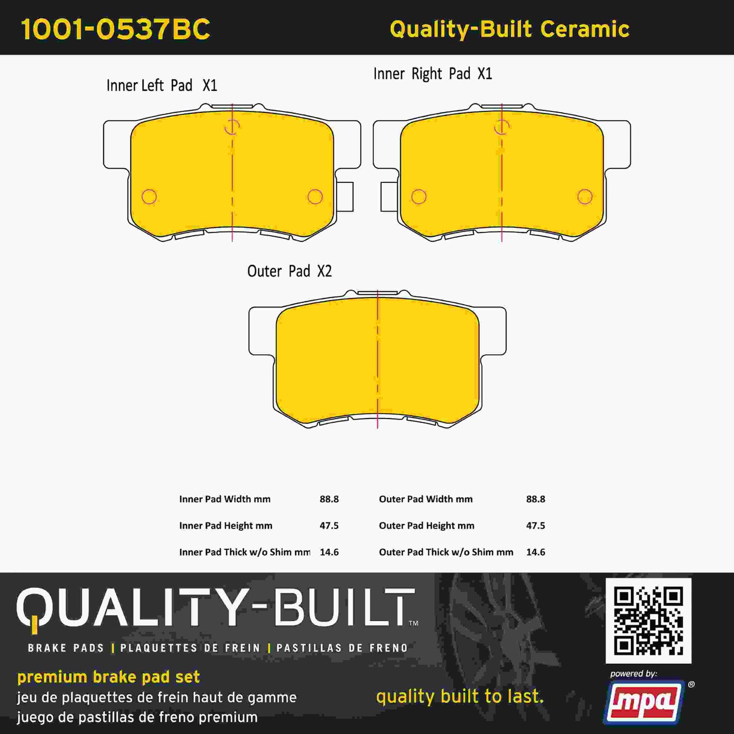 Quality-Built Quality-Built Premium Ceramic Brake Pads w/ Hardware 1001-0537BC