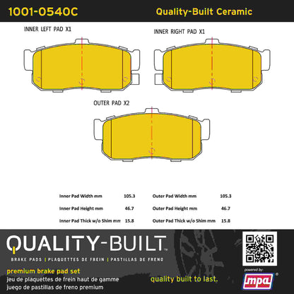 Quality-Built Quality-Built Premium Ceramic Brake Pads w/ Hardware 1001-0540C