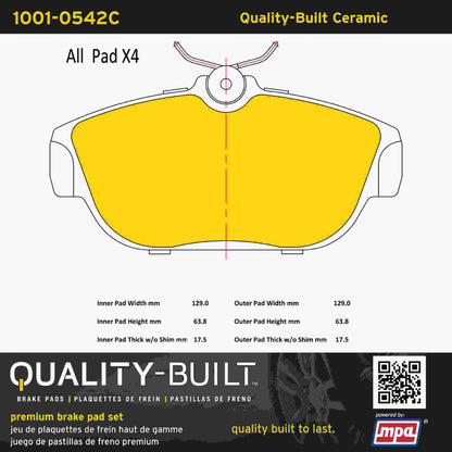 Quality-Built Quality-Built Premium Ceramic Brake Pads w/ Hardware 1001-0542C