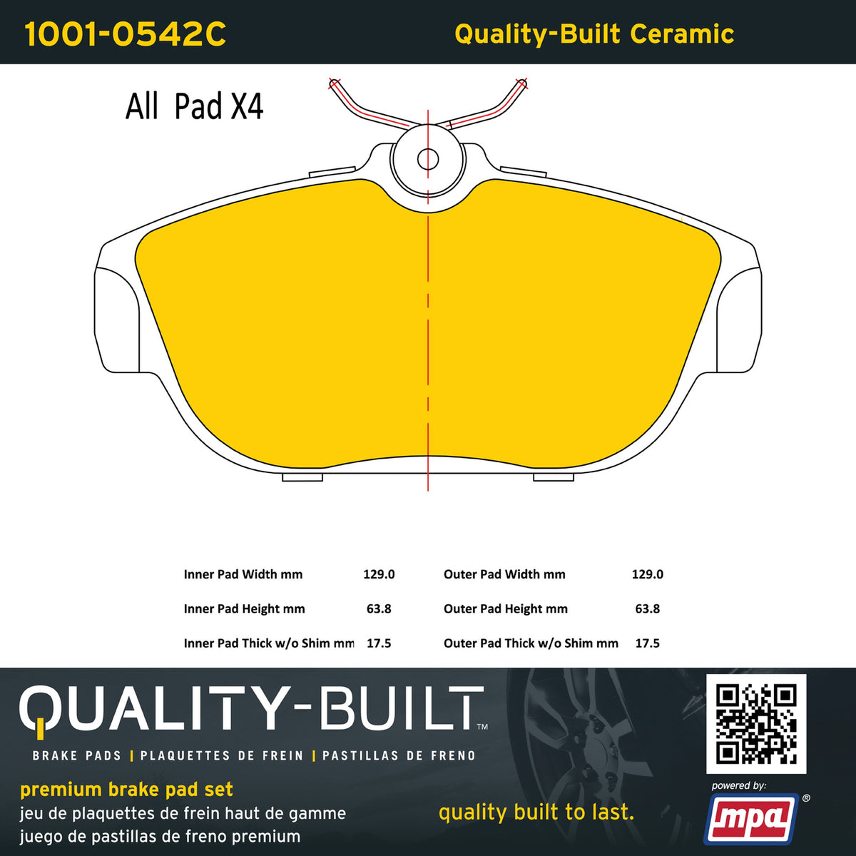 Quality-Built Quality-Built Premium Ceramic Brake Pads w/ Hardware 1001-0542C