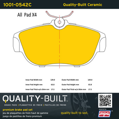 Quality-Built Quality-Built Premium Ceramic Brake Pads w/ Hardware 1001-0542C