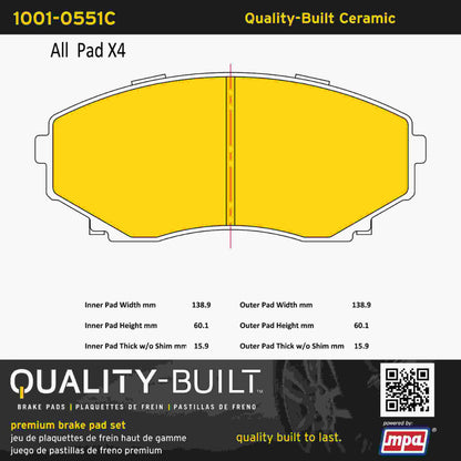 Quality-Built Quality-Built Premium Ceramic Brake Pads w/ Hardware 1001-0551C