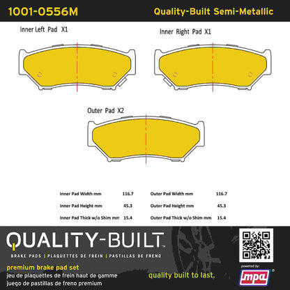 Quality-Built Quality-Built Premium Semi-Metallic Brake Pads w/ Hardware 1001-0556M