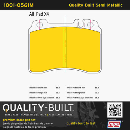 Quality-Built Quality-Built Premium Semi-Metallic Brake Pads 1001-0561M