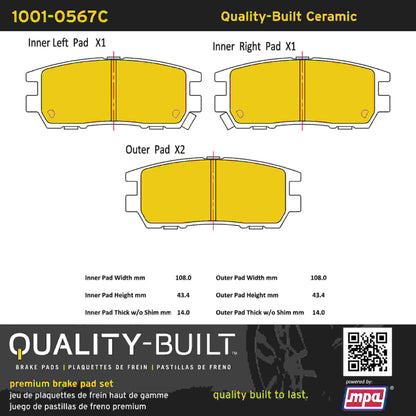Quality-Built Quality-Built Premium Ceramic Brake Pads w/ Hardware 1001-0567C