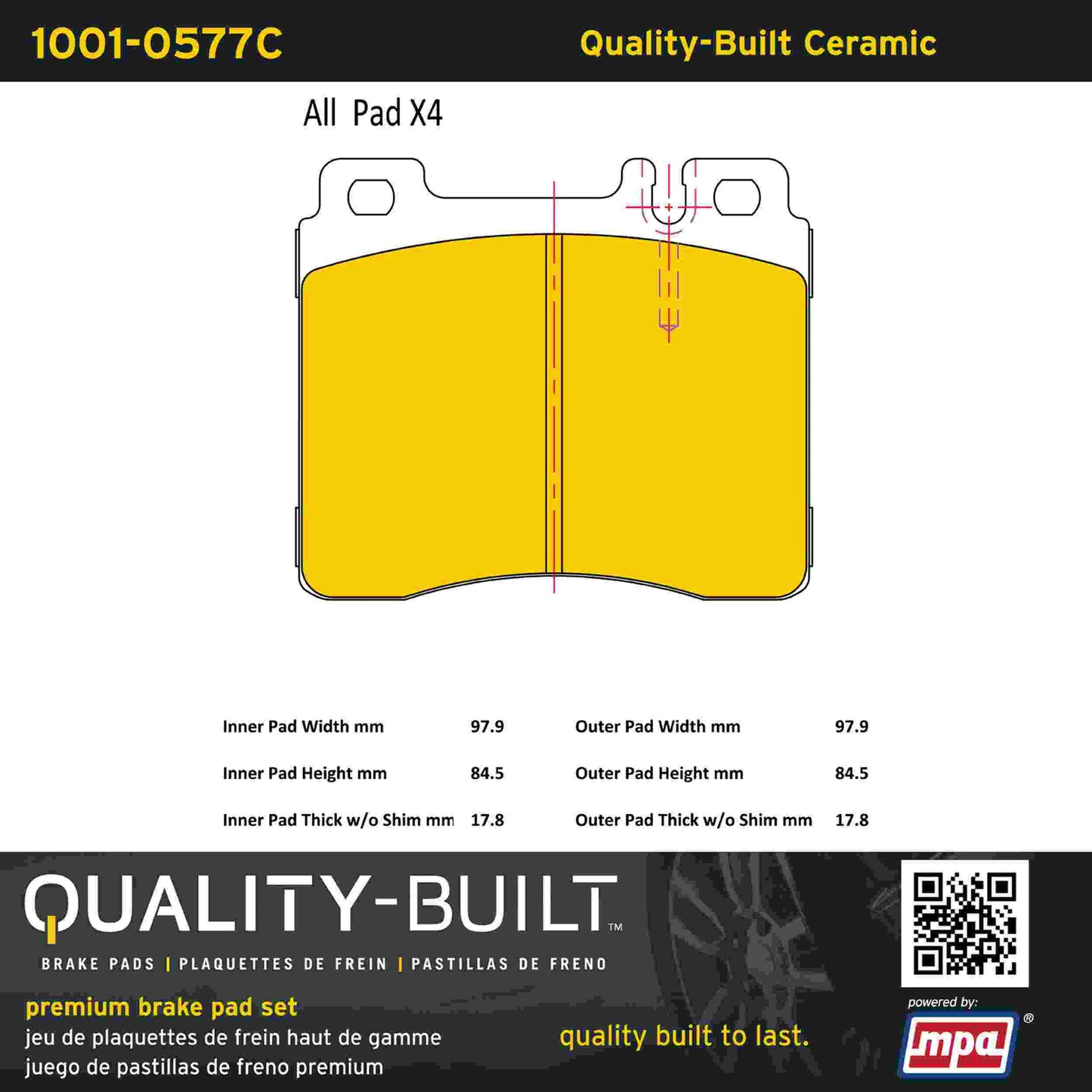 Quality-Built Quality-Built Premium Ceramic Brake Pads w/ Hardware 1001-0577C