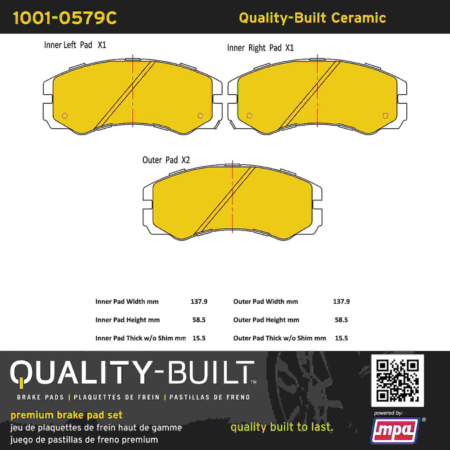 Quality-Built Quality-Built Premium Ceramic Brake Pads w/ Hardware 1001-0579C