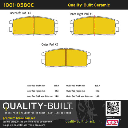 Quality-Built Quality-Built Premium Ceramic Brake Pads w/ Hardware 1001-0580C