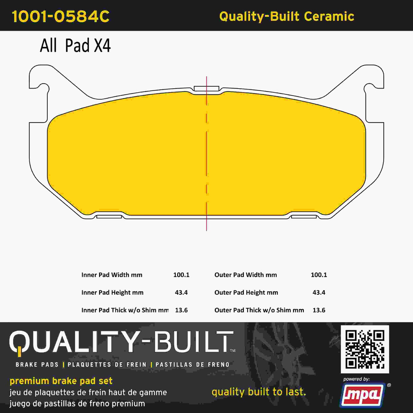 Quality-Built Quality-Built Premium Ceramic Brake Pads w/ Hardware 1001-0584C