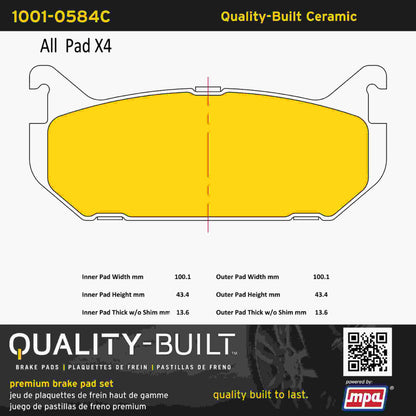 Quality-Built Quality-Built Premium Ceramic Brake Pads w/ Hardware 1001-0584C