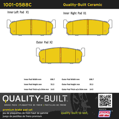 Quality-Built Quality-Built Premium Ceramic Brake Pads w/ Hardware 1001-0588C