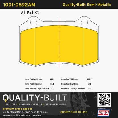 Quality-Built Quality-Built Premium Semi-Metallic Brake Pads 1001-0592AM