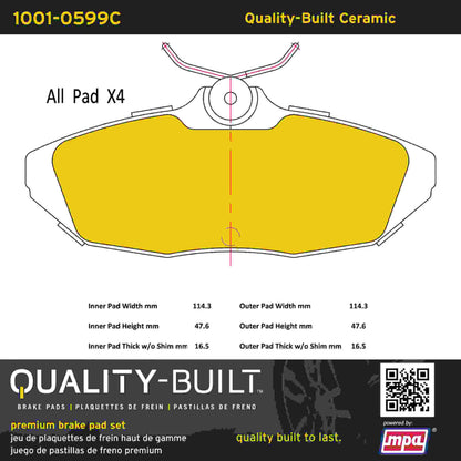 Quality-Built Quality-Built Premium Ceramic Brake Pads w/ Hardware 1001-0599C