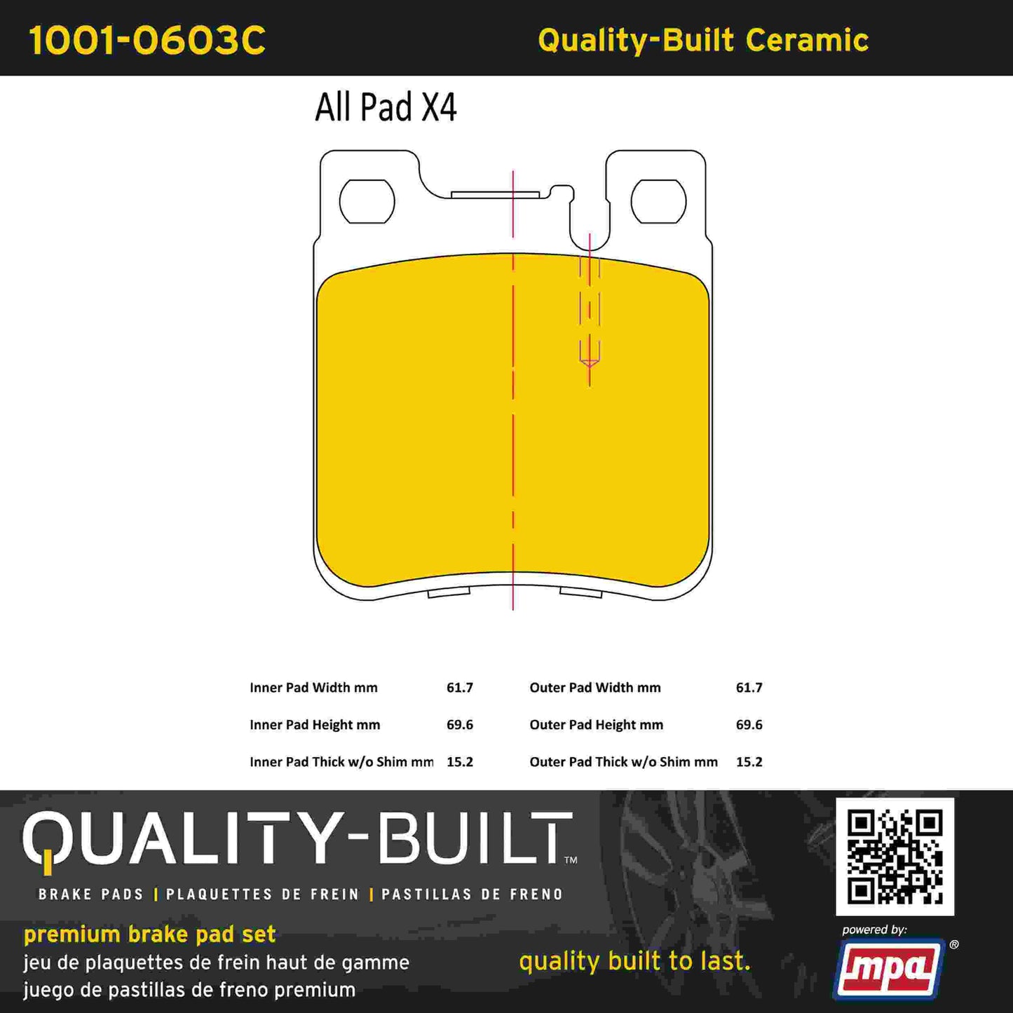 Quality-Built Quality-Built Premium Ceramic Brake Pads 1001-0603C