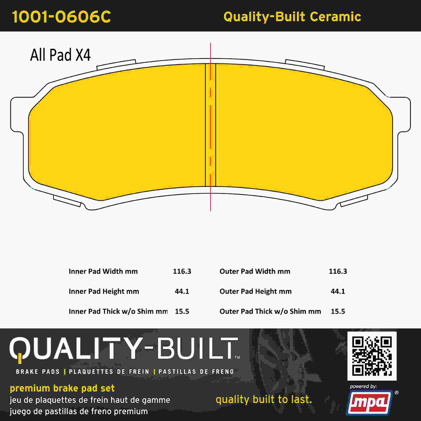 Quality-Built Quality-Built Premium Ceramic Brake Pads w/ Hardware 1001-0606C