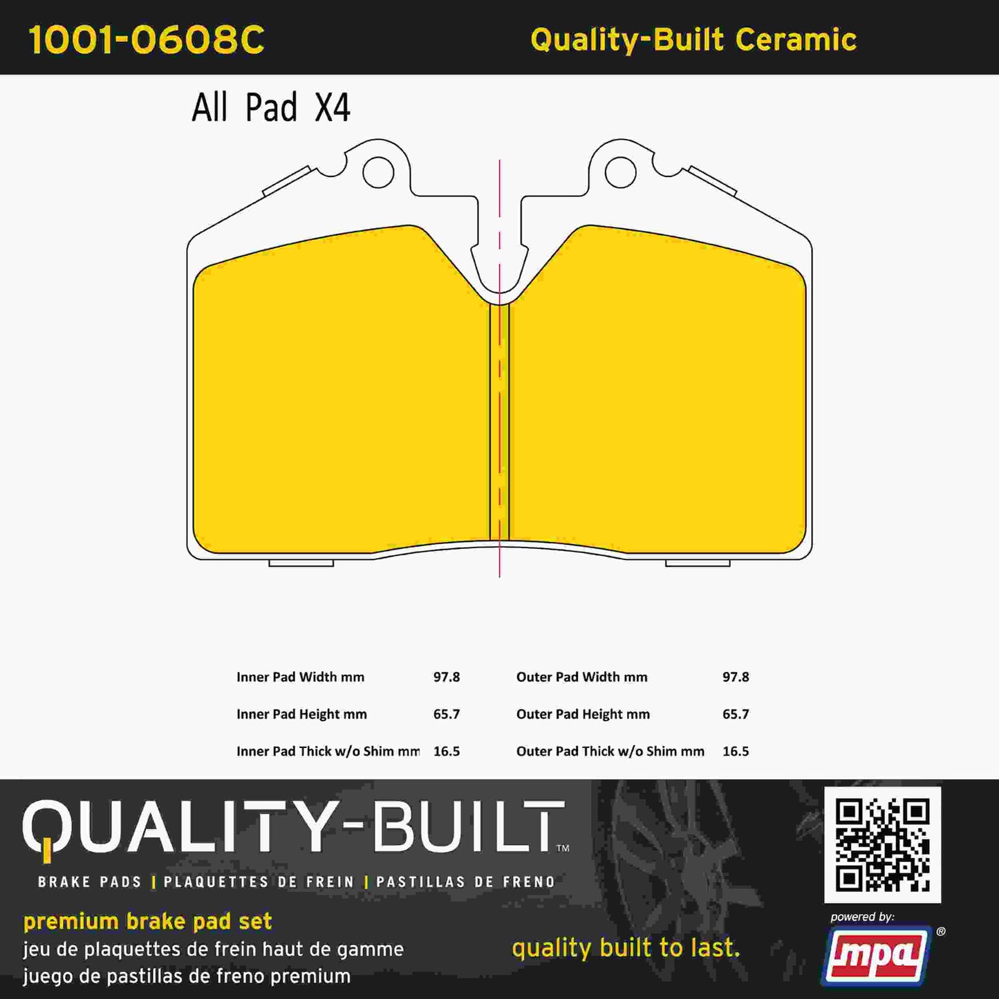 Quality-Built Quality-Built Premium Ceramic Brake Pads 1001-0608C