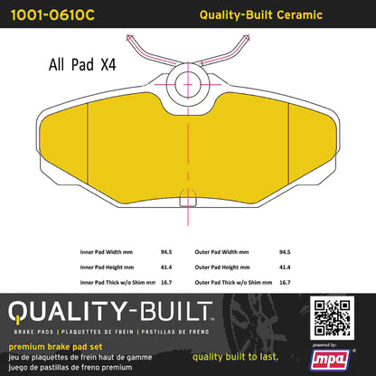 Quality-Built Quality-Built Premium Ceramic Brake Pads w/ Hardware 1001-0610C