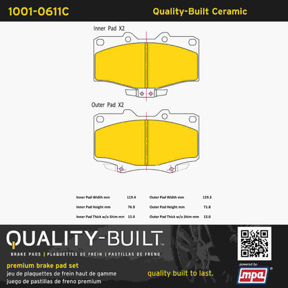 Quality-Built Quality-Built Premium Ceramic Brake Pads w/ Hardware 1001-0611C